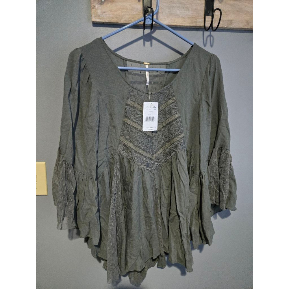 NWT Women's Free People Blouse Size S Green - Picture 4 of 10
